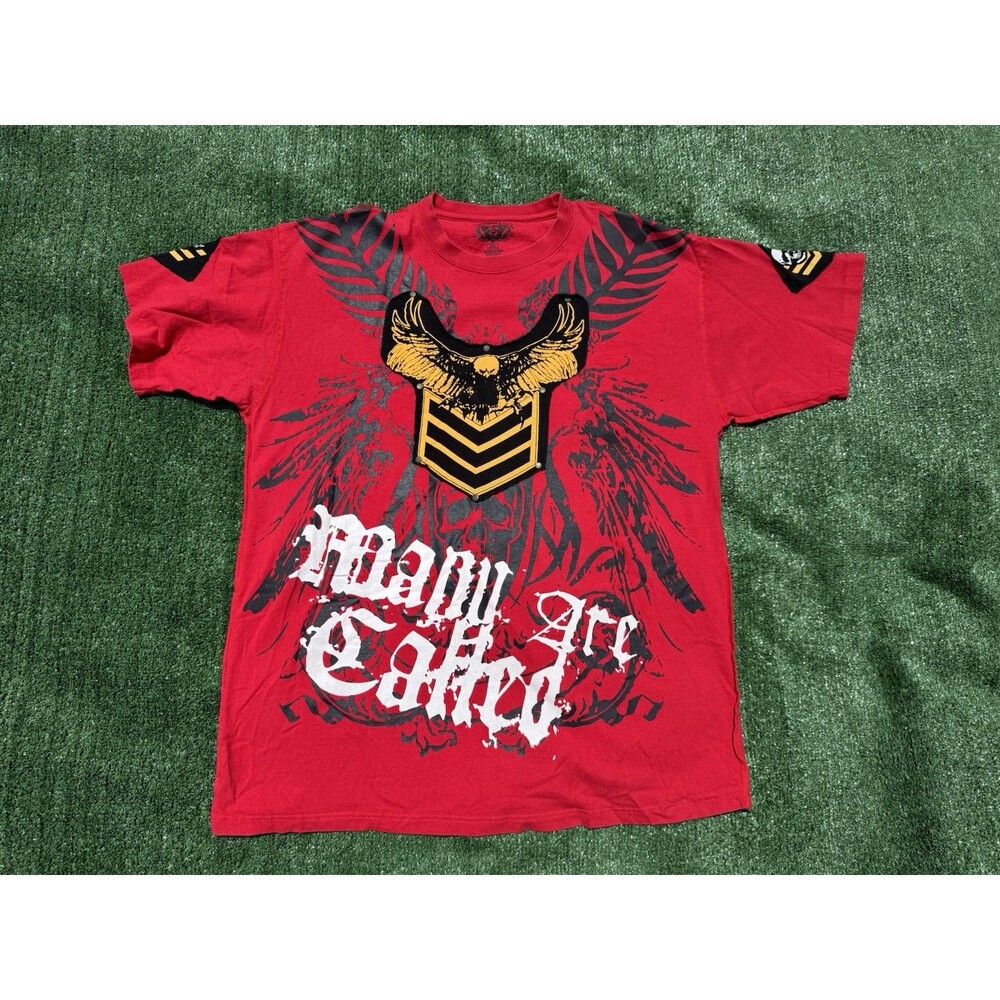 Vintage Y2k Give Me Face GMF Mens Shirt 2XL Red Many Are Chosen Cross Shirt